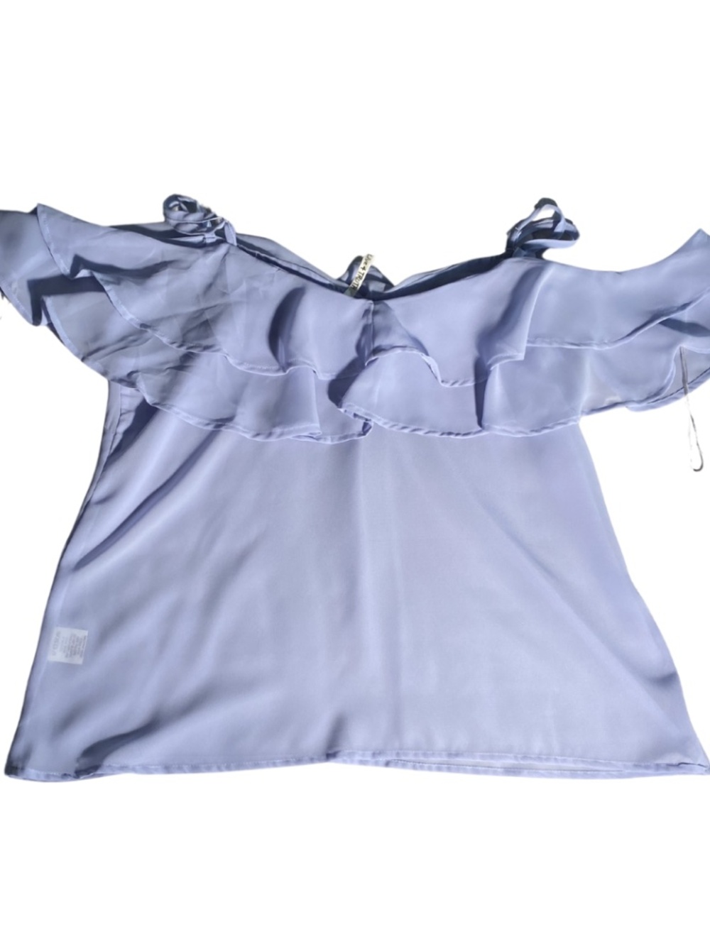 off shoulder lilac ruffle blouse